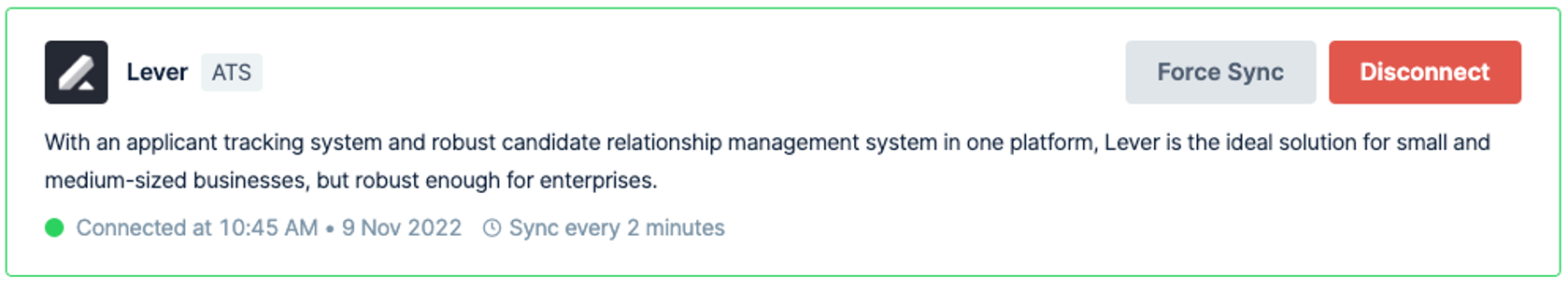 Lever listing in GroveHR reading data sync is complete.