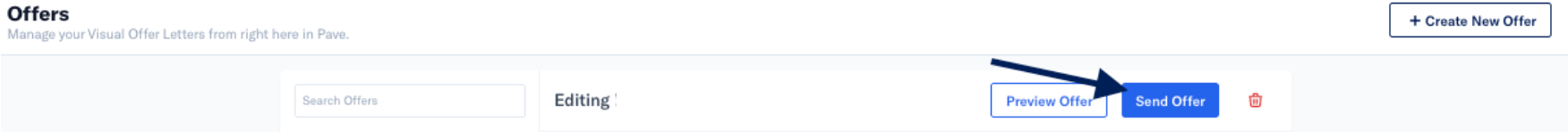 pave offer page with arrow pointing to send offer