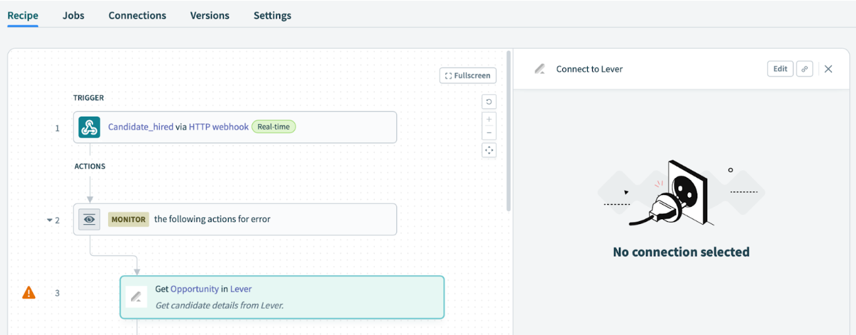Edit modal in candidate sync recipe