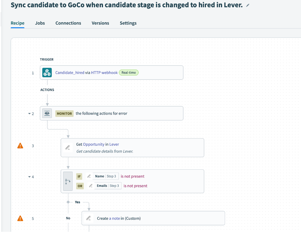 Candidate sync recipe