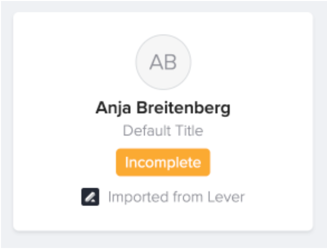 Employee import modal in GoCo, listing name and title of candidate passed from Lever