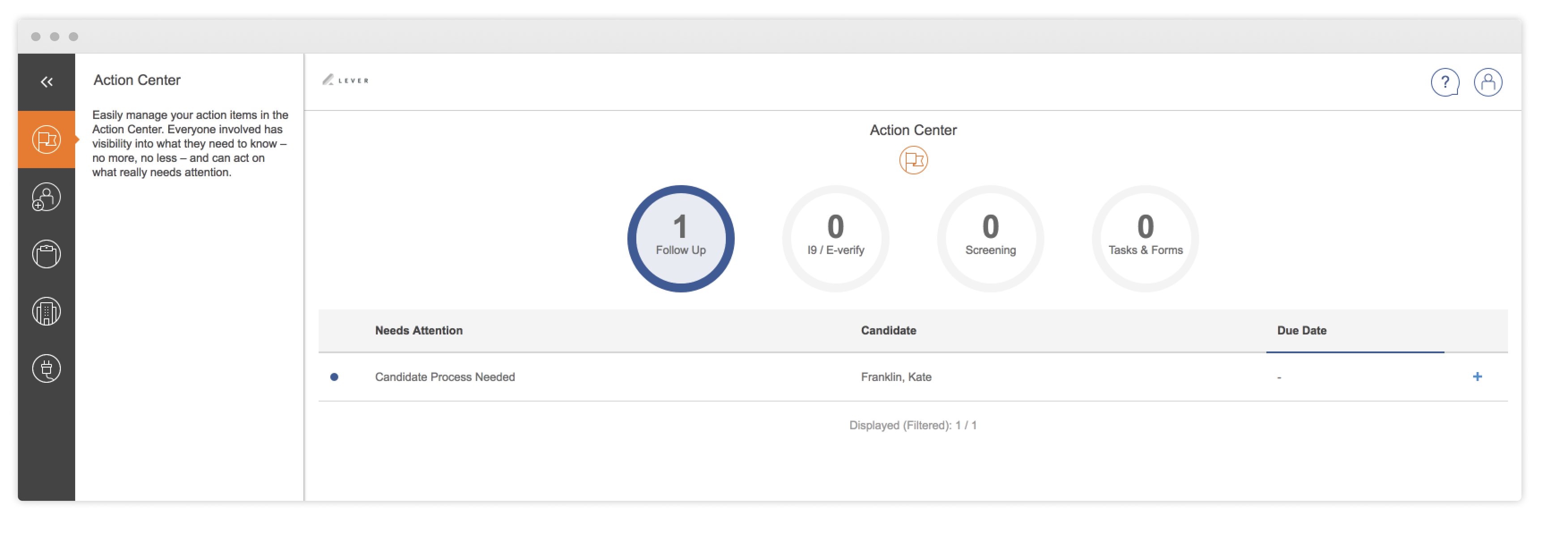 Click boarding action center