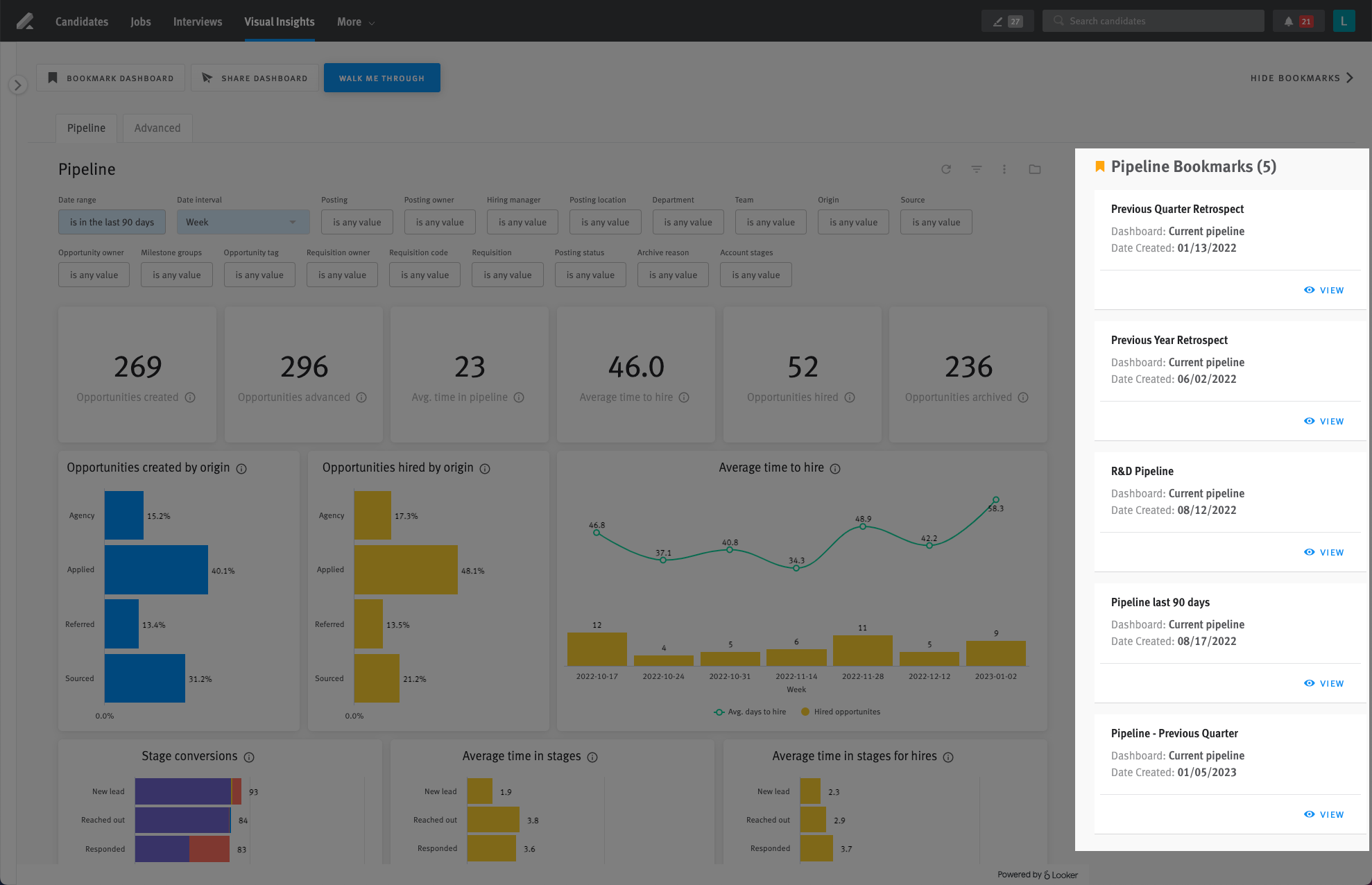 Bookmarks highlighted on Pipeline dashboard