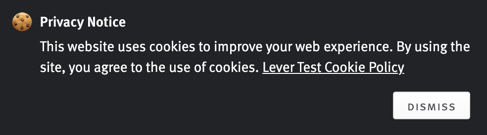 Informational cookie banner