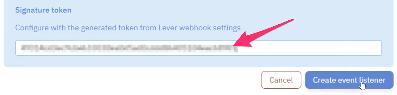 Arrow pointing to signature token field in Sora