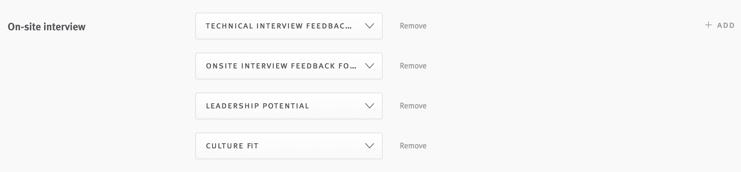 Multiple feedback forms associated with single stage on interview plan.