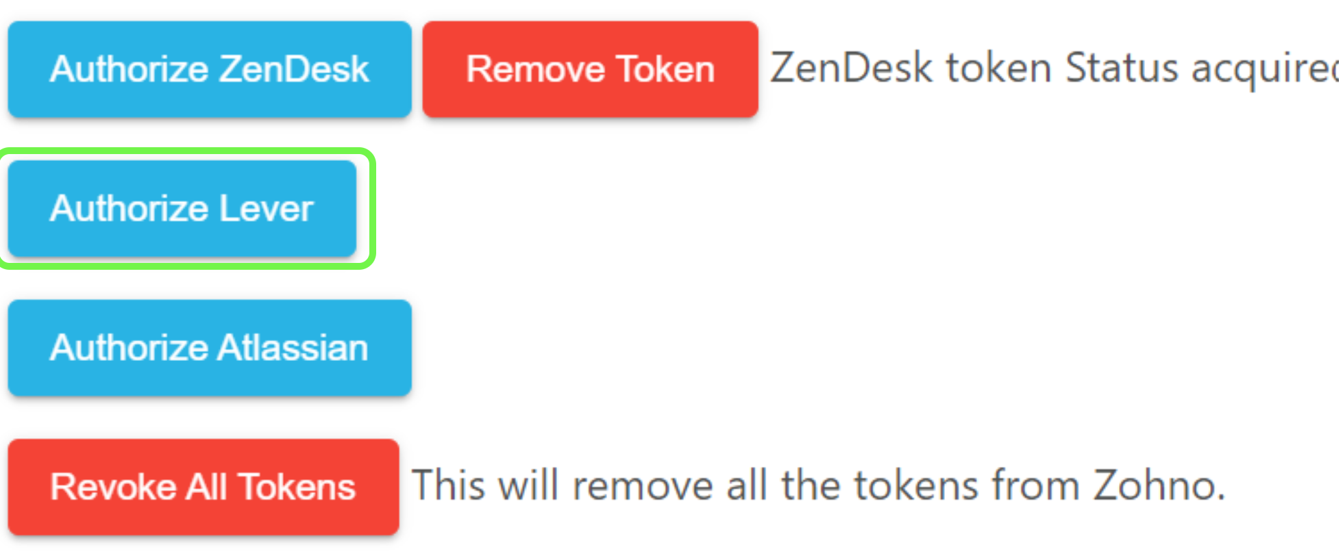 IT Systems buttons in Zohno, Authorize Lever button outlined