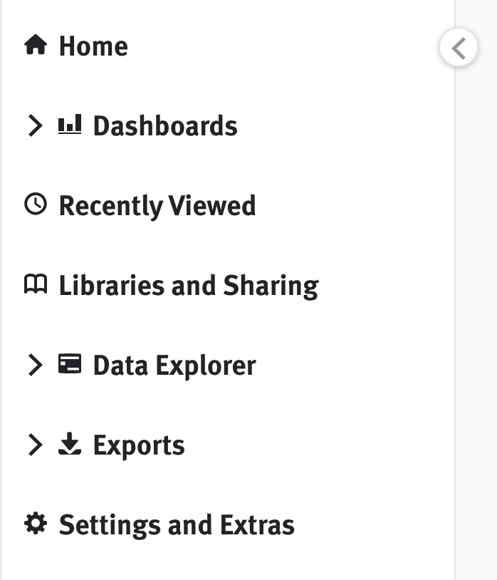 Visual Insights navigation menu