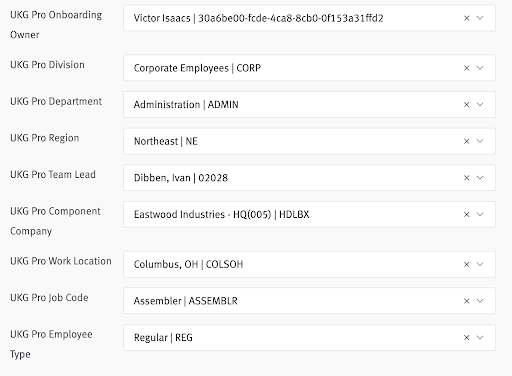 Close up of a requistion with custom fields populated.