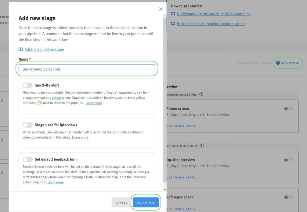 Enabling and using the Orange Tree Employment Screening integration