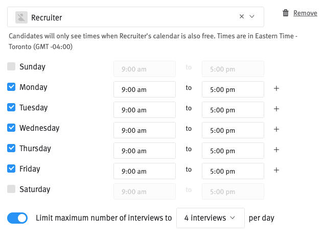 Set max number of interviews per day