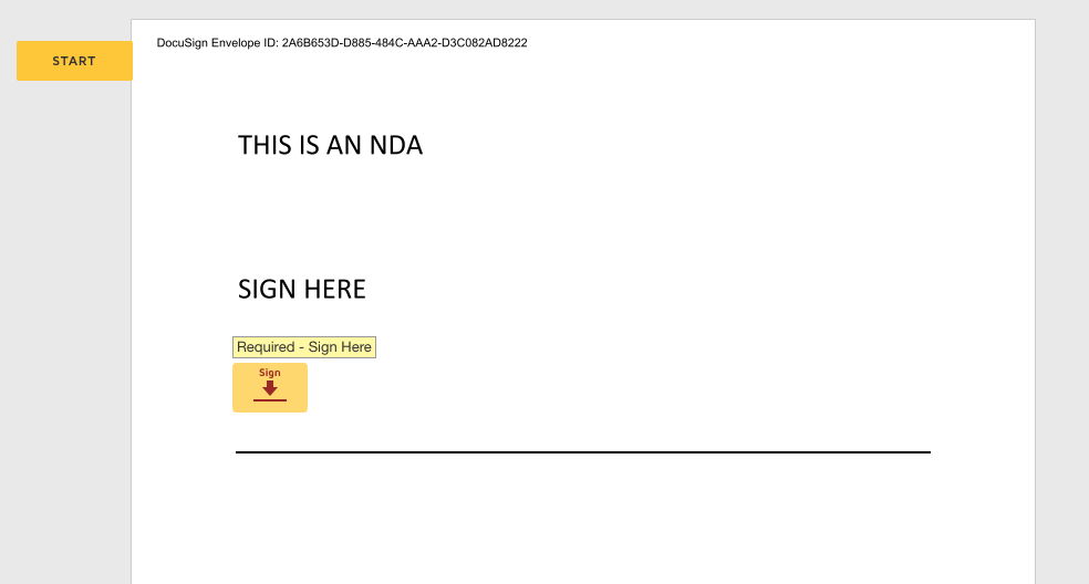 Candidate view of document with arrow pointing to specific location for signature.
