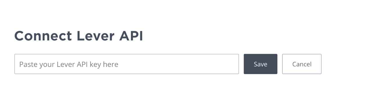 Connect lever api section showing Lever api field