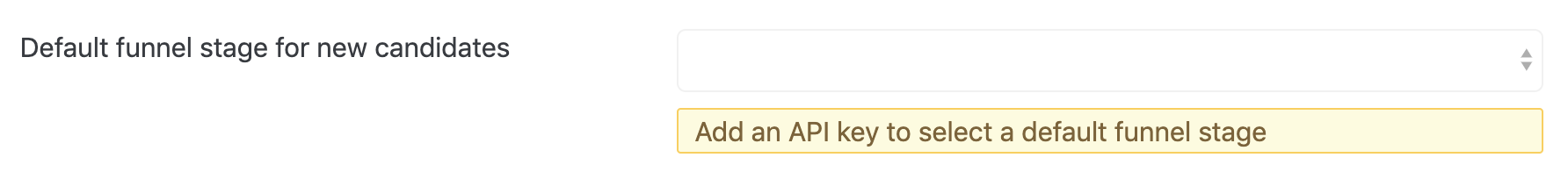 Default funnel stage menu in interviewing.io configuration form.