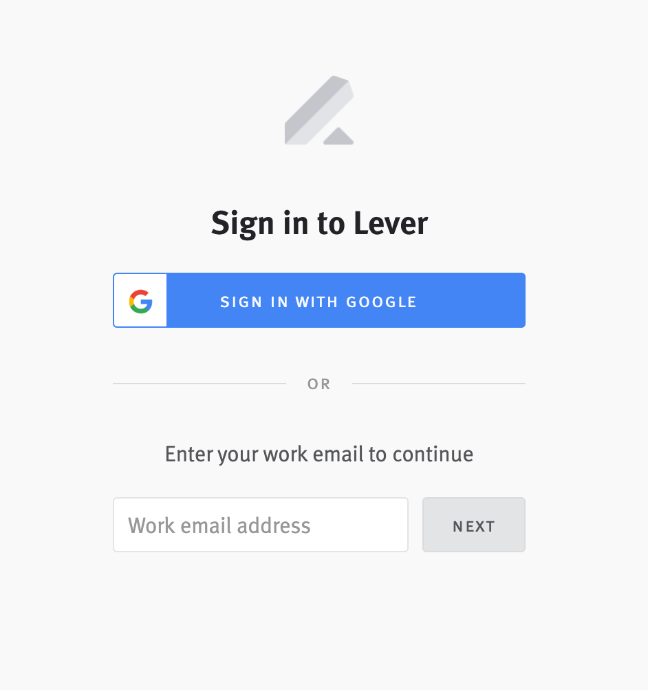 Lever login screen
