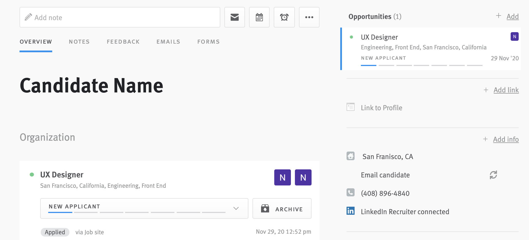 Lever candidate profile