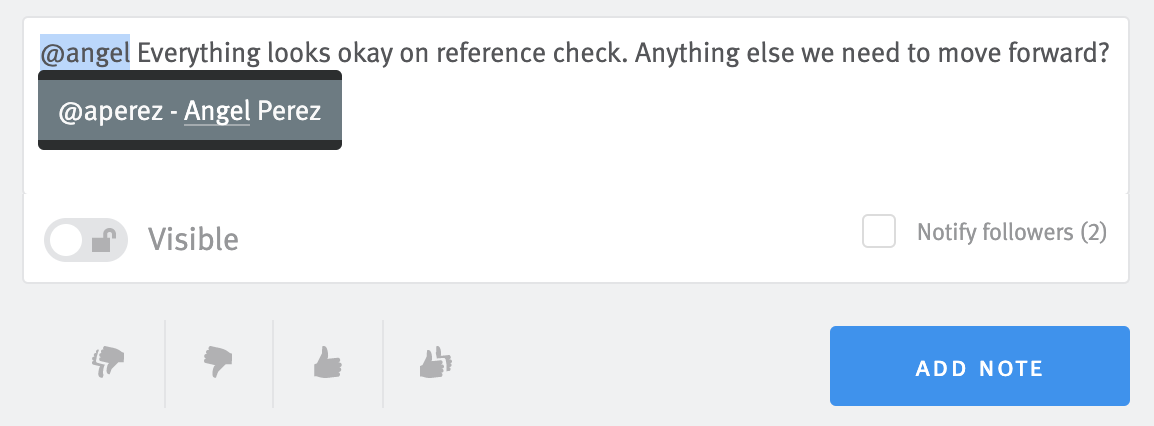 Note modal showing user tag