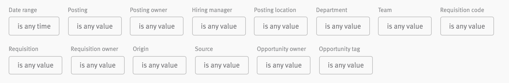 Close up of filters bar