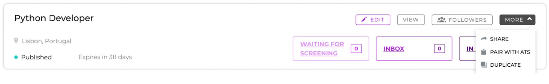 Landing.jobs platform showing job listing