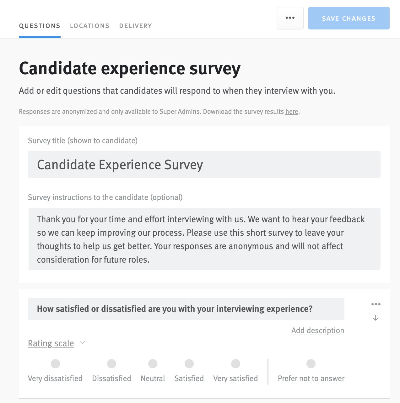 Survey editor questions secetion