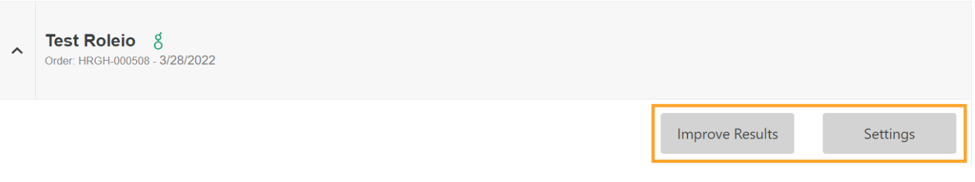Rolebot react developer job listing with improve results and settings buttons outlined.