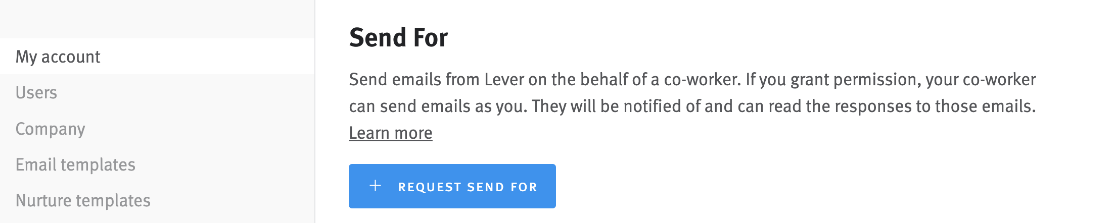 Request Send For button in Lever Settings