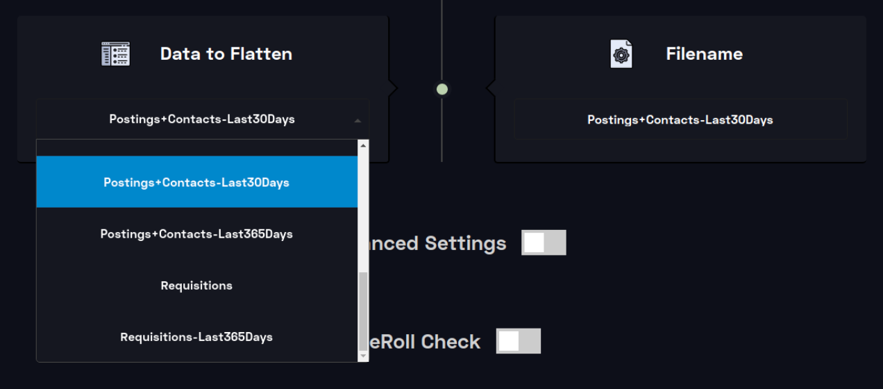 Flatly data source and data destination listings