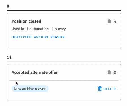 Live image of archive reason tiles being rearranged.