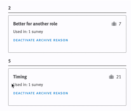 Live image of archive reason tiles being rearranged.