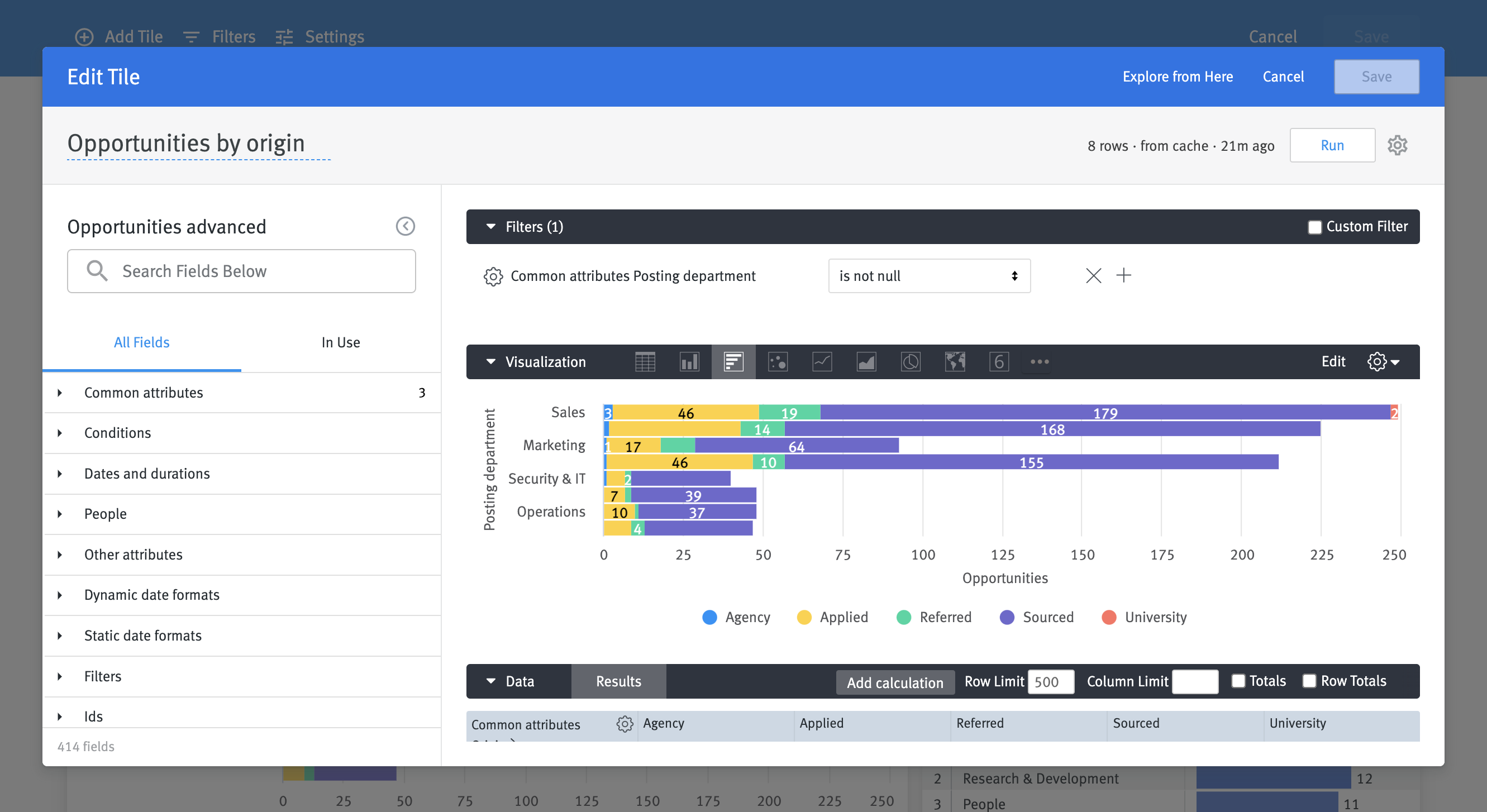 Chart builder in sub-window.