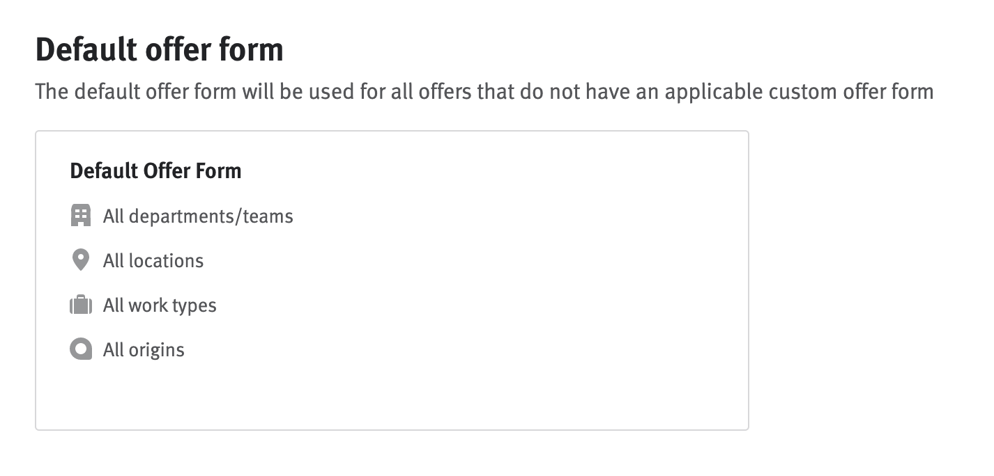 Default offer form card