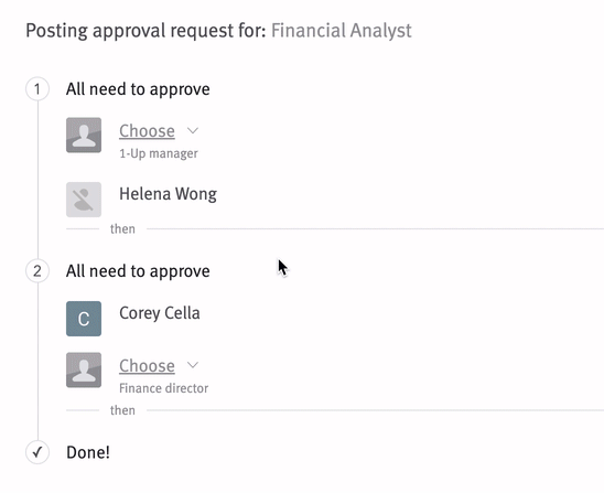 Live image of a custom approver being selected.
