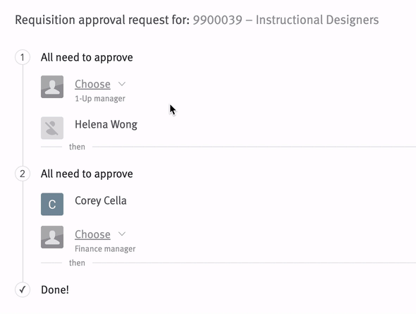Live image of a custom approver being selected.