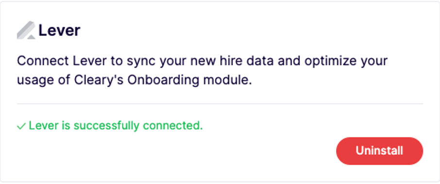Cleary Lever successfully connected message.