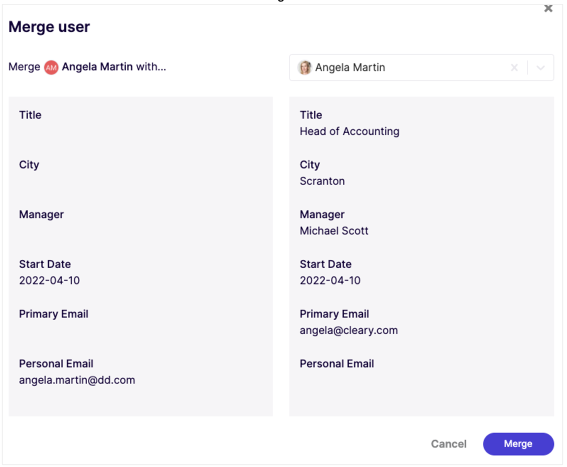 Cleary platform Merge user page.