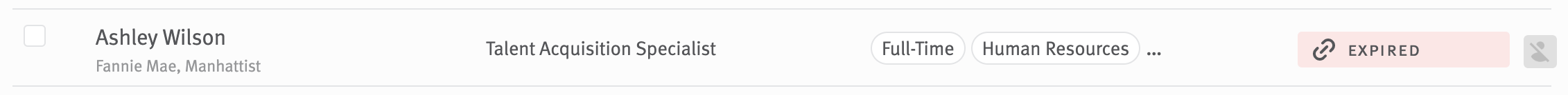 Candidate listing showing expired button.