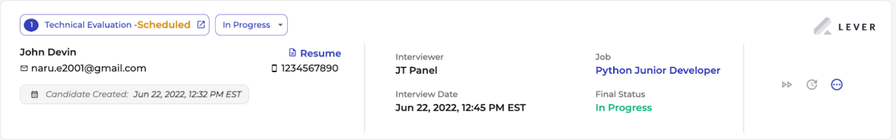 JobTwine platform showing candidate.