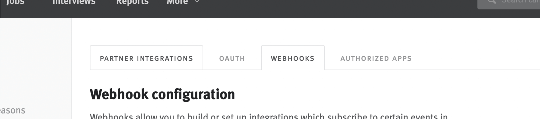 Lever webhook configurations page