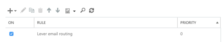 Rule window with lever email routing checked